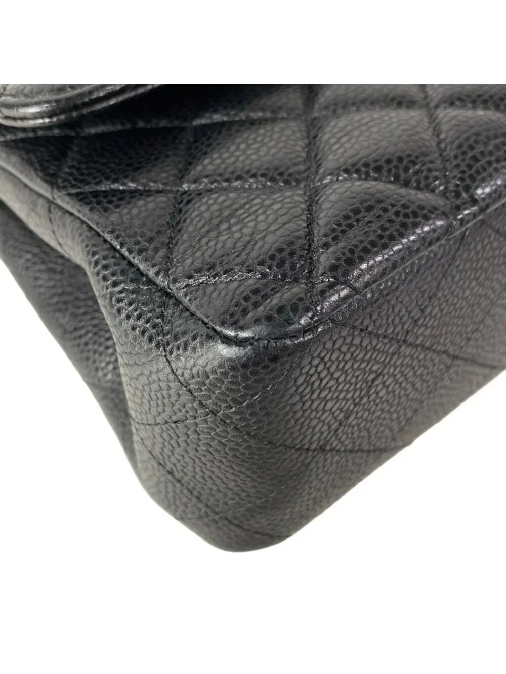 Chanel Shoulder Bag Double Flap Quilted Black Chain Silver